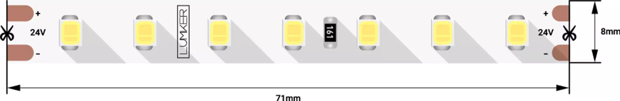 Лента светодиодная 1м. 10W 4000K LUX DSG298-24-NW-33