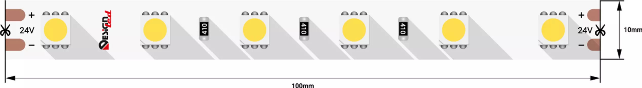 Лента светодиодная 1м. 14,4W 6000K LUX DSG560-24-W-33