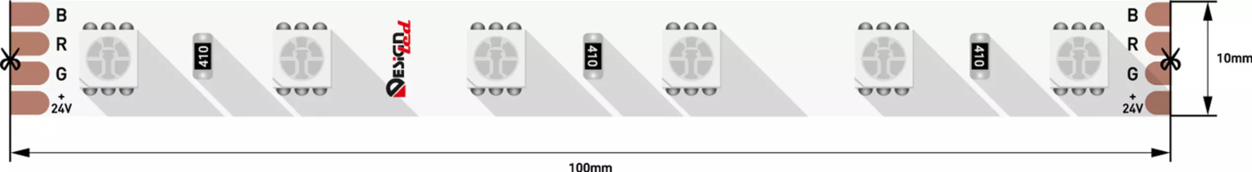 Лента светодиодная 1м. 14,4W LUX DSG560-24-RGB-33