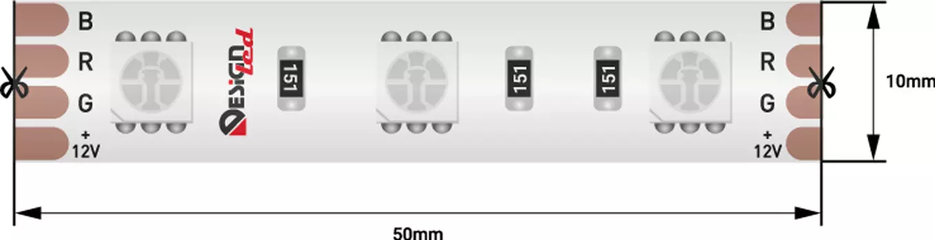 Лента светодиодная 1м. 14,4W LUX DSG560-12-RGB-65