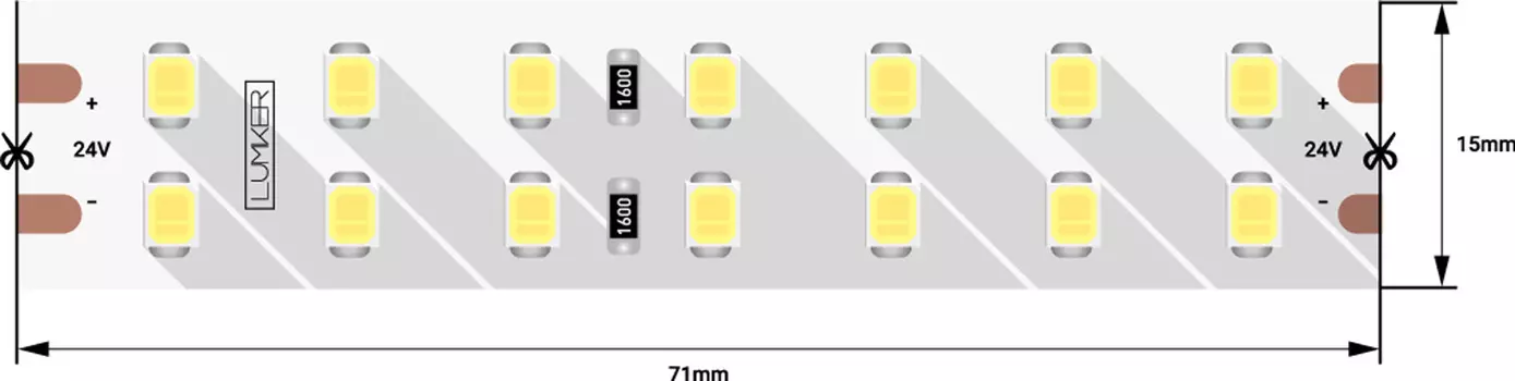 Лента светодиодная 1м. 18W 4000K LUX DSG2196-24-NW-33