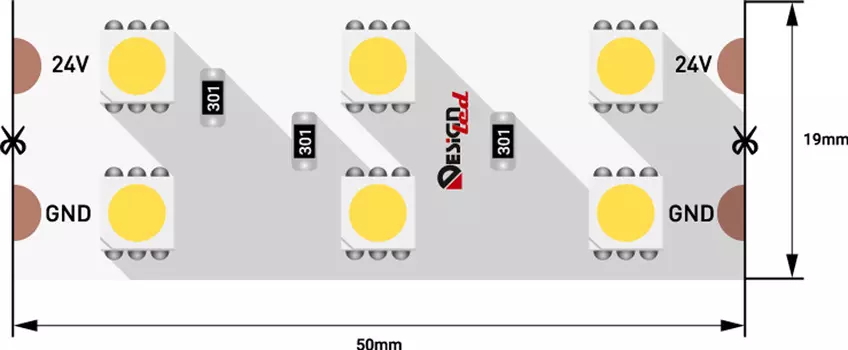 Лента светодиодная 1м. 28,8W 3000K LUX DSG5120-24-WW-33