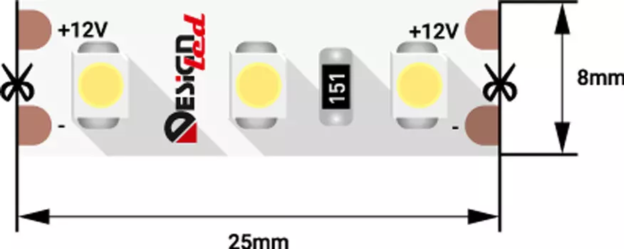 Лента светодиодная 1м. 9,6W 4000K LUX DSG3120-12-NW-33