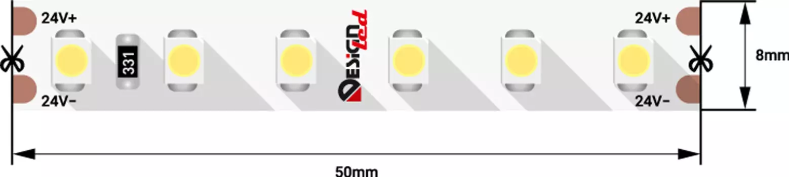 Лента светодиодная 1м. 9,6W 6000K LUX DSG3120-24-W-33