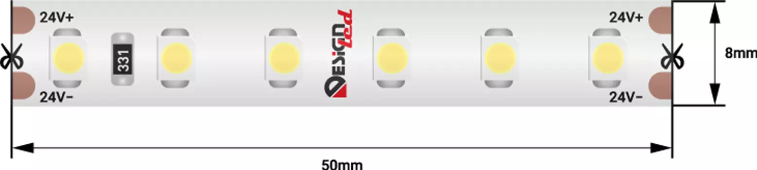 Лента светодиодная 1м. 9,6W 6000K LUX DSG3120-24-W-65