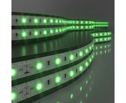 Лента светодиодная 24V 14,4W 60Led 5050 IP65 зеленый, 5м