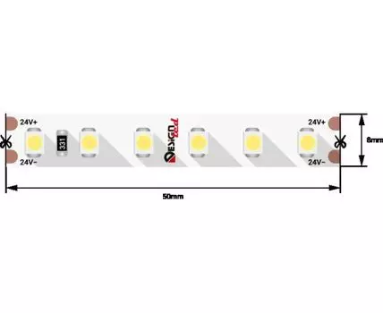 Лента светодиодная LUX, 3528, 120 LED/м, 9,6 Вт/м, 24В, IP33, Теплый белый (3000K)