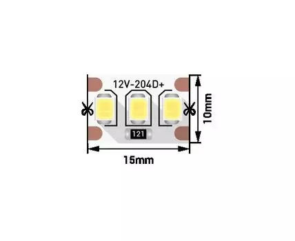 Лента светодиодная стандарт 2835, 204 LED/м, 22 Вт/м, 12В , IP20, Цвет: Холодный белый