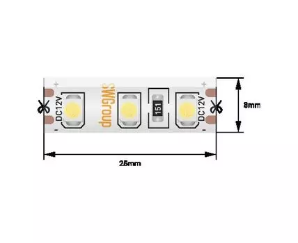 Лента светодиодная стандарт 3528, 120 LED/м, 9,6 Вт/м, 12В , IP65, Цвет: Зеленый