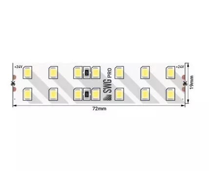 Лента светодиодная SWG 196 LED/м, 20 Вт/м, 24В , IP20, Теплый белый