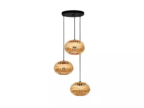 Люстра AMSFIELD 1 3X40W (E27), D480, сталь, черный/дерево, 43864