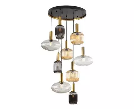 Люстра Norma 9L черный/латунь