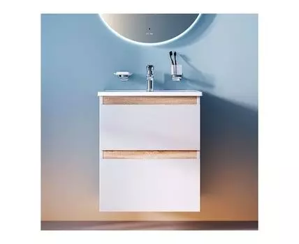 M85AFHX0552WG База под раковину, подвесная, 55 см, 2 ящика, белый глянец