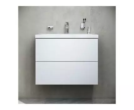 M90FHX07522WG База под раковину подвесная 75 см, 2 ящика, белый глянец