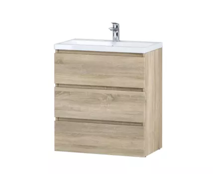 M91FSX0752OF База под раковину напольная 75 см, 3 ящика, светлый дуб