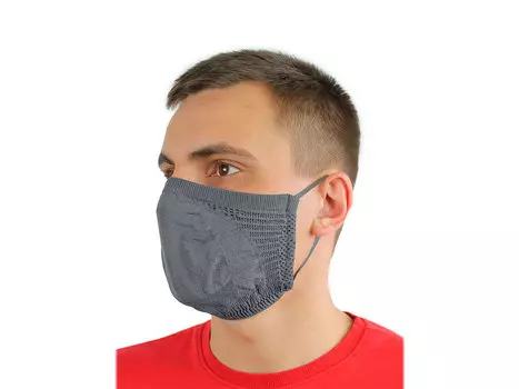 Маска защитная вязаная, крепление за уши Серая