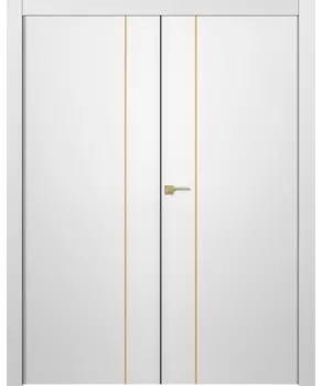 Межкомнатная дверь Avesta 1V Молдинг Золото Двойная Эмаль белый 2,0х0,8