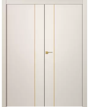 Межкомнатная дверь Avesta 1V Молдинг Золото Двойная Эмаль белый 2,0х0,8