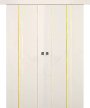 Межкомнатная дверь Флекс 1 Молдинг Золото Купе двойное Эмаль белый 2,0х0,8