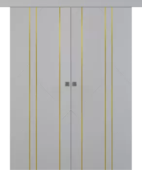 Межкомнатная дверь Флекс 1 Молдинг Золото Купе двойное Эмаль белый 2,0х0,8