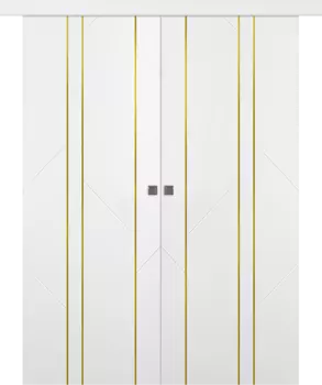 Межкомнатная дверь Флекс 1 Молдинг Золото Купе двойное Эмаль белый 2,0х0,8