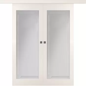 Межкомнатная дверь Кремона 1 Купе двойное Эмаль жемчуг 2,0х0,6