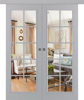 Межкомнатная дверь Ламира 1 Купе двойное Эмаль светло - серый нестандарт