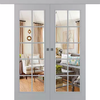 Межкомнатная дверь Ламира 1 Купе двойное Эмаль светло - серый 2,0х0,7