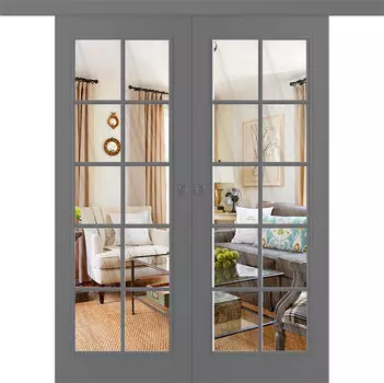 Межкомнатная дверь Ламира 1 Купе двойное Эмаль графит 2,0х0,7