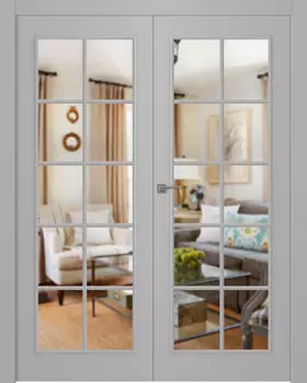 Межкомнатная дверь Ламира 1 Распашная двойная Эмаль светло - серый нестандарт