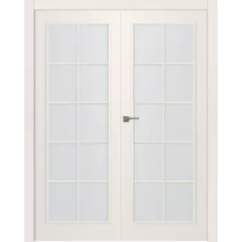 Межкомнатная дверь Ламира 1 Распашная двойная Эмаль жемчуг 2,0х0,7