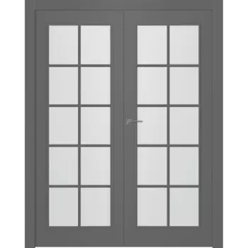Межкомнатная дверь Ламира 1 Распашная двойная Эмаль графит 2,0х0,6