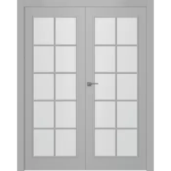 Межкомнатная дверь Ламира 1 Распашная двойная Эмаль светло - серый 2,0х0,9