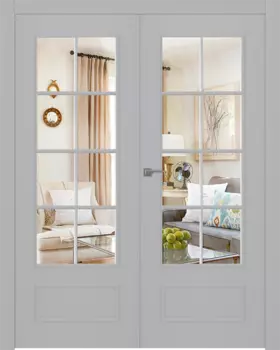 Межкомнатная дверь Ламира 5 Распашная двойная Эмаль светло - серый нестандарт