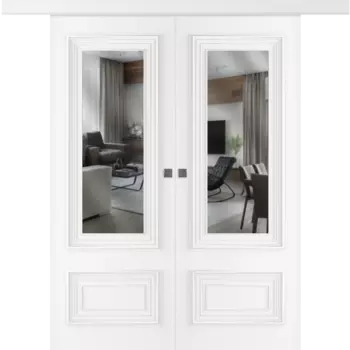 Межкомнатная дверь Палаццо 2 Купе двойное Эмаль белый 2,0х0,8