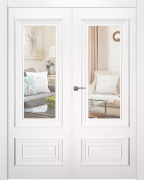 Межкомнатная дверь Палаццо 2 Распашная двойная Эмаль белый 2,0х0,6