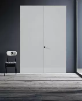 Межкомнатная дверь Спейс Reverse Двойная Стекло Лакобель белый 2,0х0,8