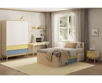 Модульная детская Лесли-1 Plywood Mustard