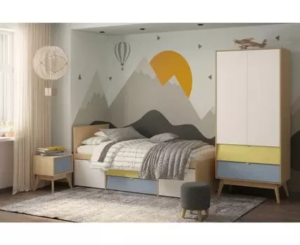 Модульная детская Лесли-4 Plywood Mustard