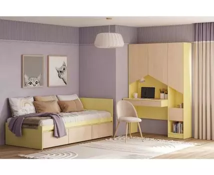 Модульная детская Пенни-1 Mustard Plywood