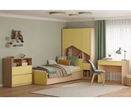 Модульная детская Пенни-2 Plywood Mustard
