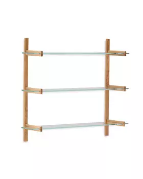 Модульная полка Sitra 3 стеклянные полки и каркас из массива дуба 110 см