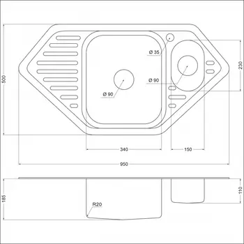 Мойка из нержавеющей стали EMAR 9550С