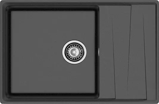 Мойка кухонная GranFest LEVEL GF-LV-760L чаш+кр 760*500мм черный, мрамор