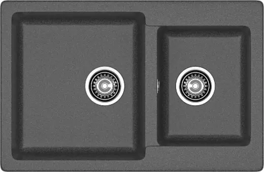 Мойка кухонная GranFest PRACTIK GF-P-780K 2 чаши 780*510 мм графит, мрамор