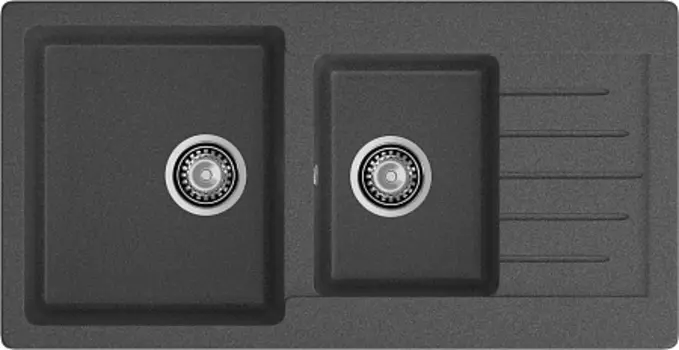 Мойка кухонная GranFest PRACTIK GF-P-980KL 2 чаши с крылом 980*510 мм графит, мрамор