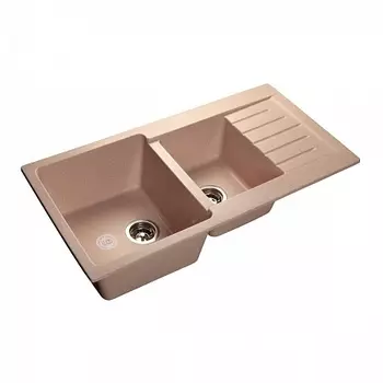 Мойка кухонная GranFest PRACTIK GF-P-980KL 2 чаши с крылом 980*510 мм светло-розовый, мрамор