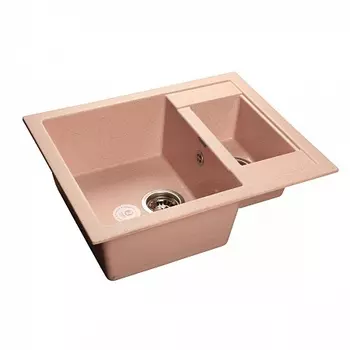 Мойка кухонная GranFest QUADRO GF-Q-610K 1.5-чаши. 610*500мм светло-розовый, мрамор