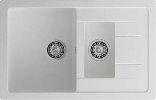 Мойка кухонная GranFest QUADRO GF-Q-775KL 1.5-чаш+крыло 765*495мм иней, мрамор