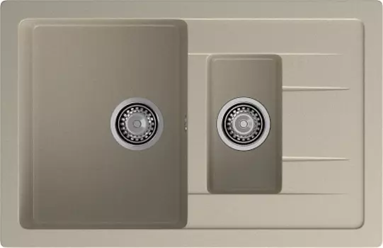 Мойка кухонная GranFest QUADRO GF-Q-775KL 1.5-чаш+крыло 765*495мм топаз, мрамор